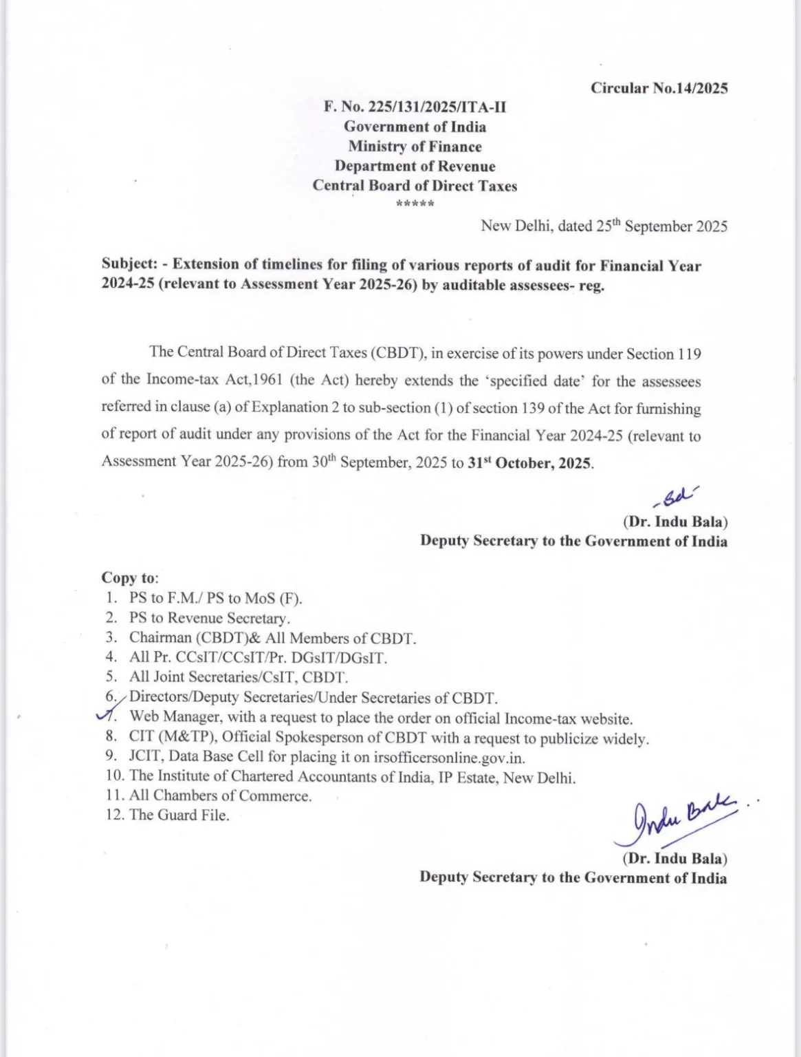 TAX AUDIT DATE EXTEND