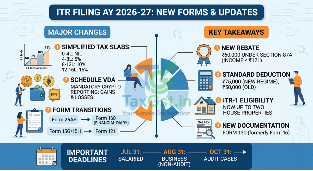 ITR Filing for AY 2026-27 - New ITR Forms Notified (Mar 31, 2026)