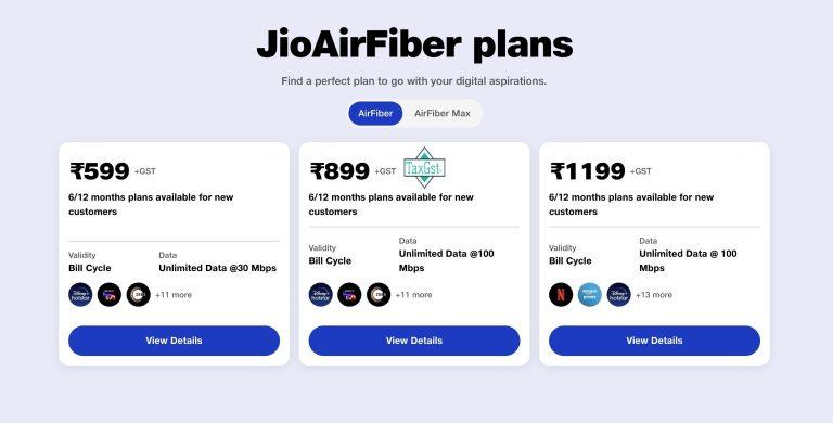 Reliance Jio AirFiber Plans