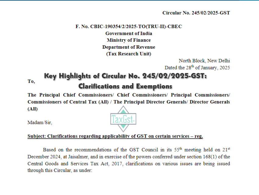 Circular No. 245/02/2025-GST