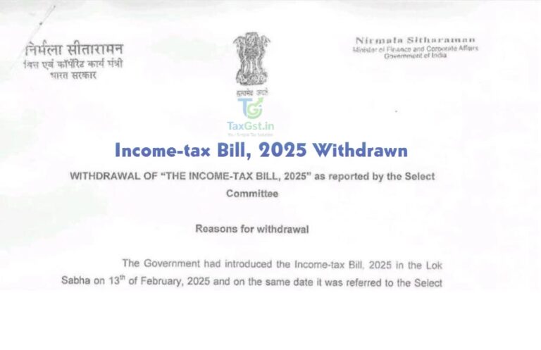 Income-tax Bill 2025 Withdrawn