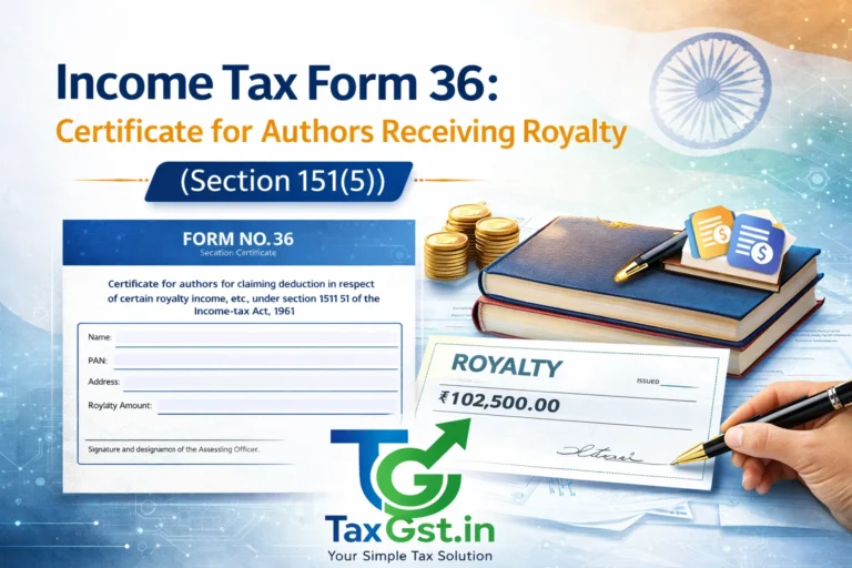 Income Tax Form 36: Certificate for Authors Receiving Royalty (Section 151(5))