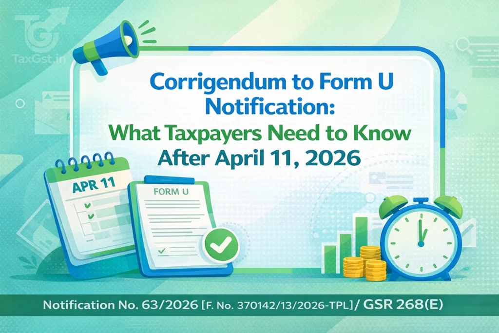 Corrigendum to Form U Notification