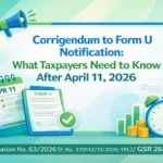 Corrigendum to Form U Notification