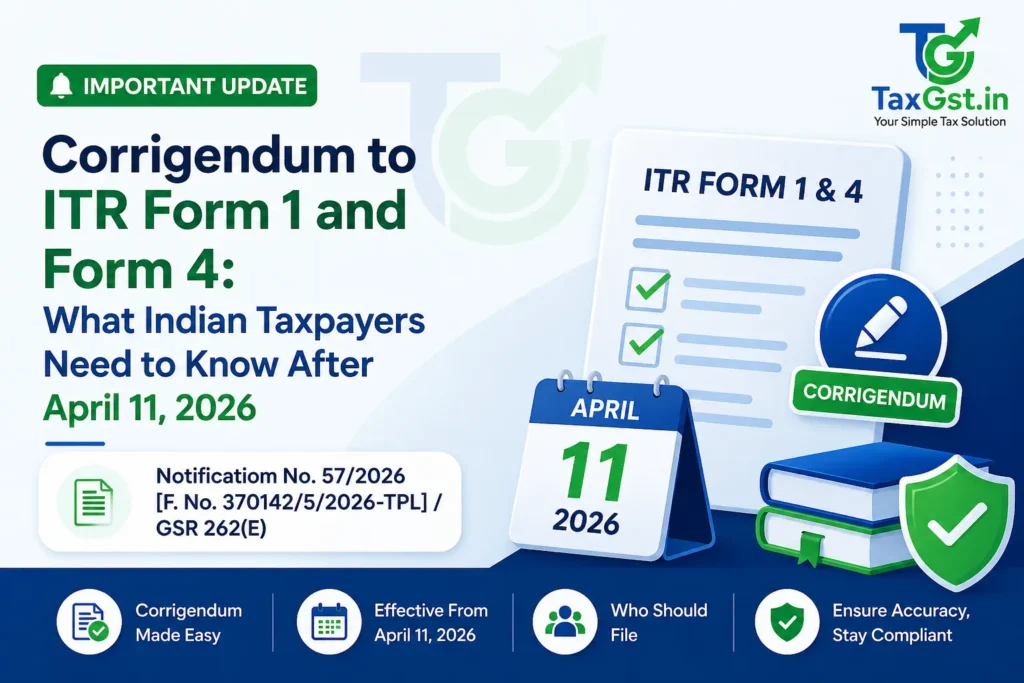 Corrigendum to ITR Form 1 and Form 4