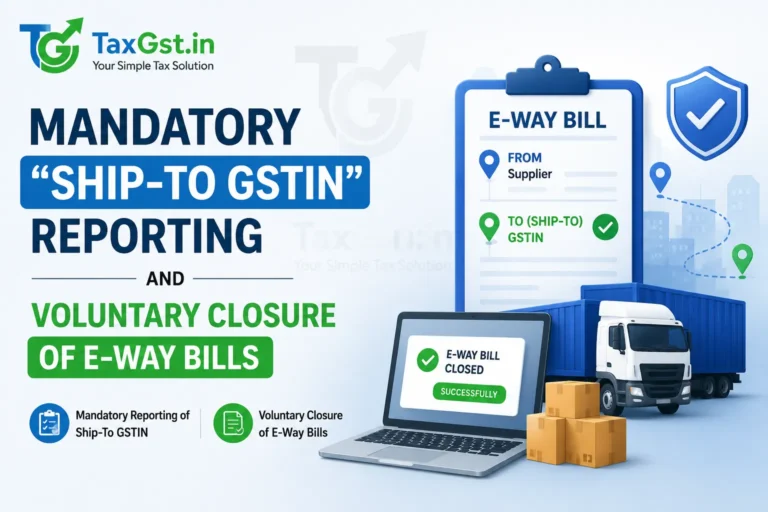 Mandatory -“Ship-To GSTIN” Reporting and Voluntary Closure of E-Way Bills