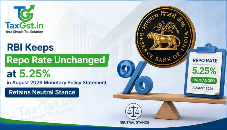 "RBI Keeps Repo Rate Unchanged at 5.25% in August 2026