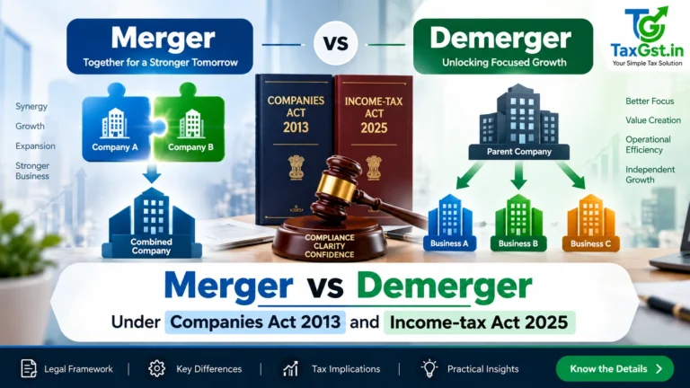 Merger vs Demerger Under Companies Act 2013 and Income-tax Act 2025