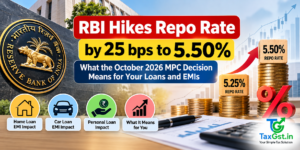 RBI hikes repo rate by 25 bps to 5.50% — October 2026 MPC decision EMI impact