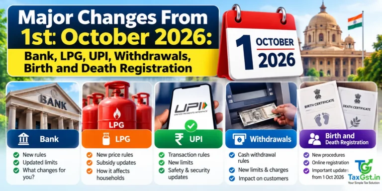 Major Changes From 1st October 2026: Bank, LPG, UPI, Withdrawals, Birth and Death Registration