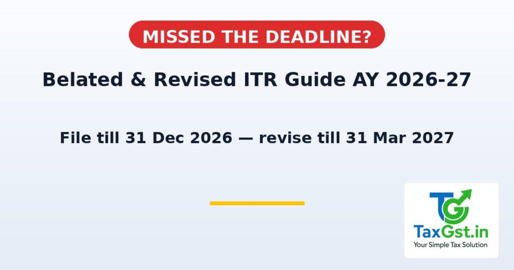 Missed the ITR Deadline? Belated Return Till 31 December 2026, Revised Return Till 31 March 2027