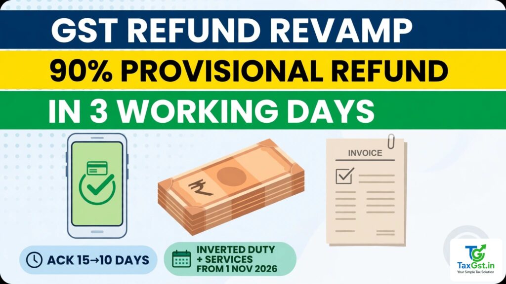 GST Refund Revamp 2026: 90% Provisional Refund in 3 Days, Wider ITC Claims Explained