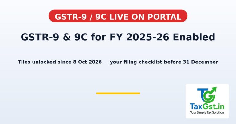 GSTR-9 and GSTR-9C for FY 2025-26 Enabled on GST Portal: Your Filing Checklist Before 31 December 2026