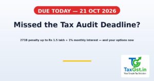 Tax Audit Deadline Is Today, 21 October 2026: Missed It? Section 271B Penalty, 234A Interest & What to Do Next